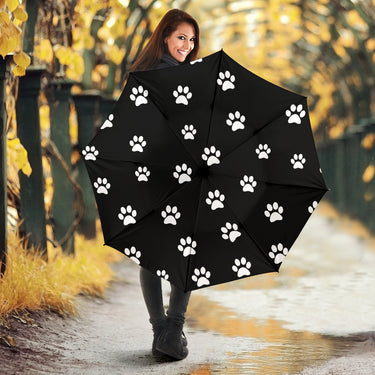 Rainy Day Paw Prints Umbrella - Black